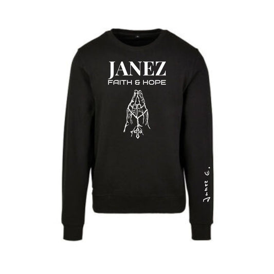 Premium Crewneck "Faith & Hope" schwarz - Sweatshirt Herren - "Janez E." Signatur