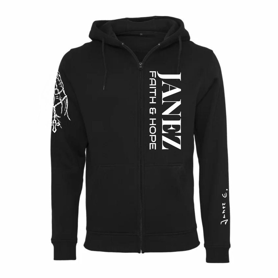 Heavy Zip Hoodie "Faith & Hope" schwarz - Herren - "Janez E." Signatur