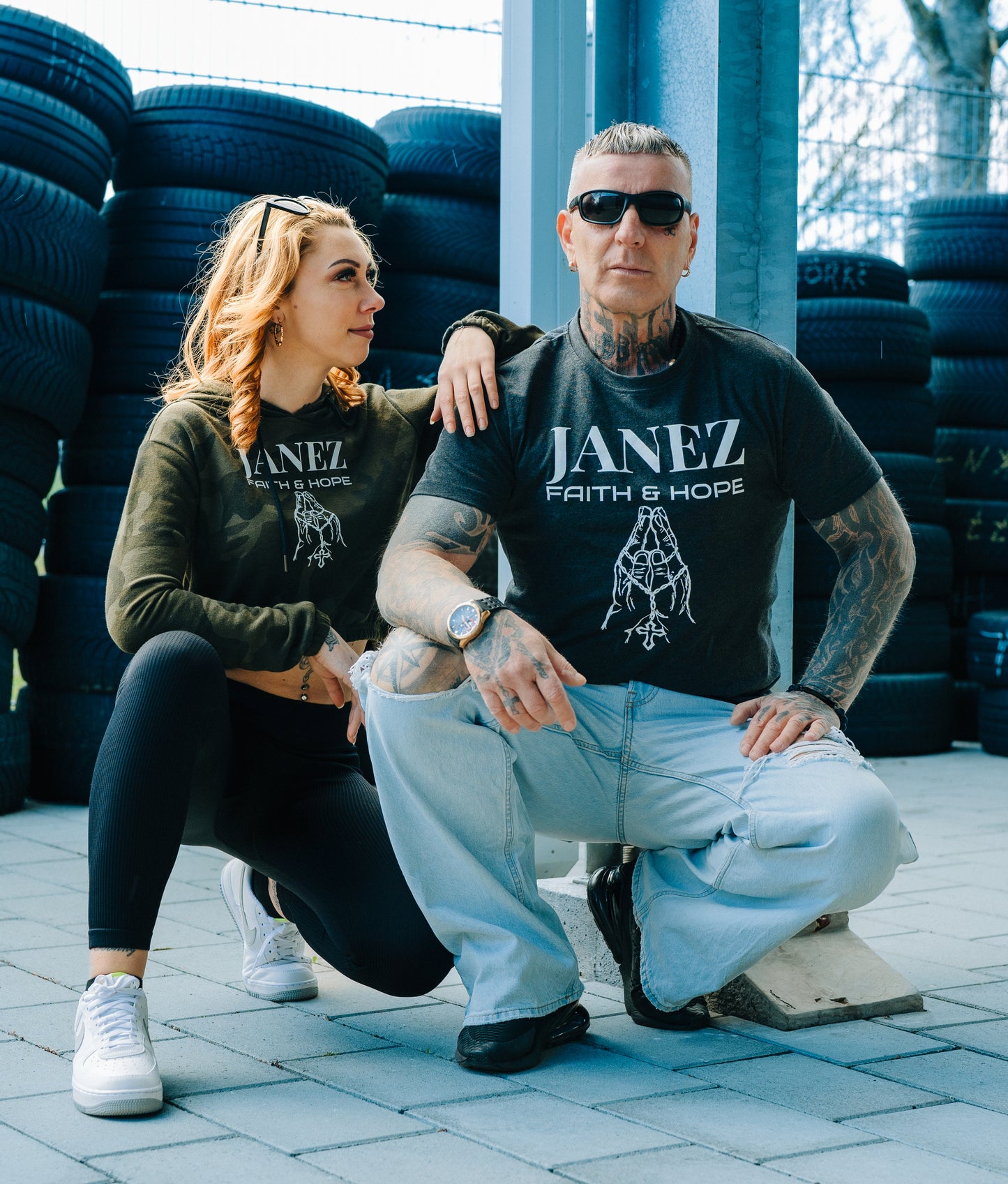 Round Neck T-Shirt "Faith & Hope" weiß - T-Shirt Herren