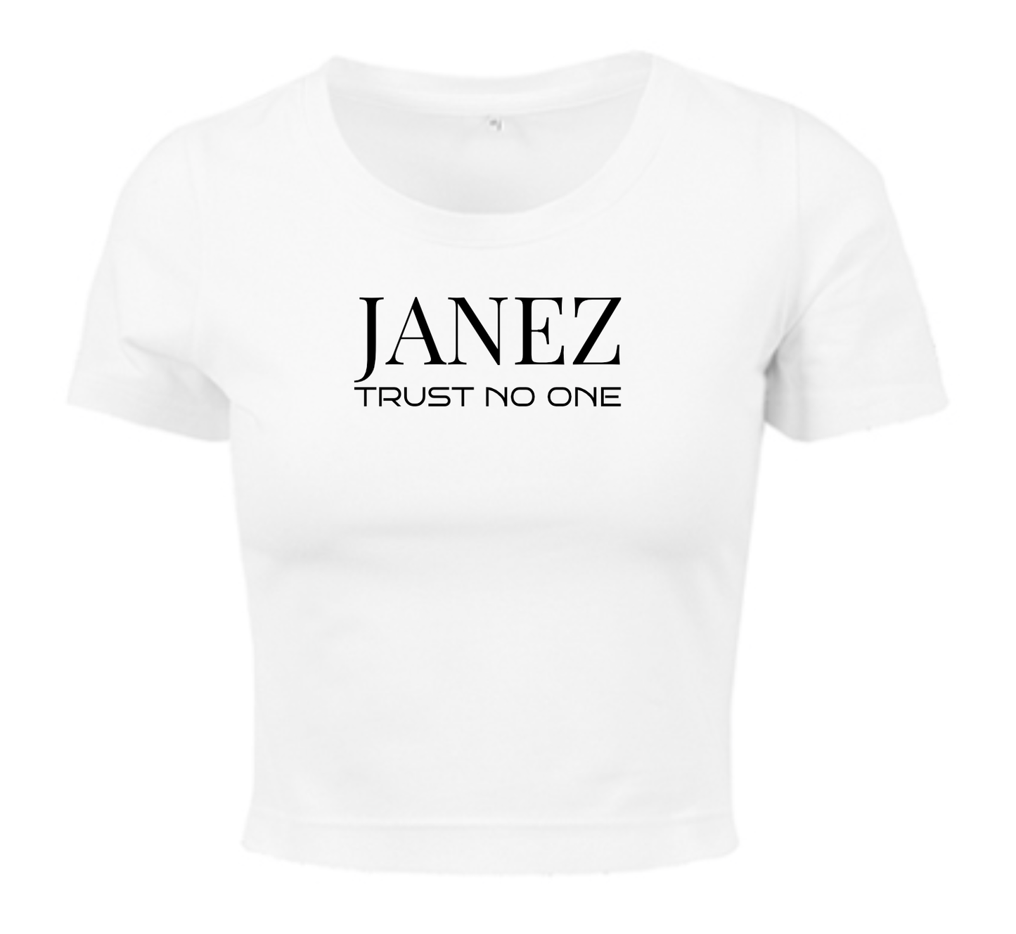 Crop Top "Trust No One" weiss