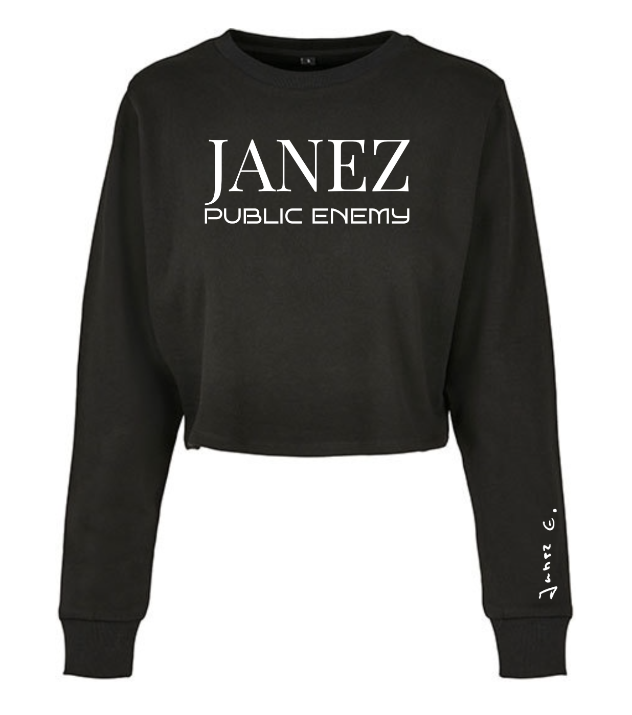 Crop Sweatshirt "Public Enemy" schwarz