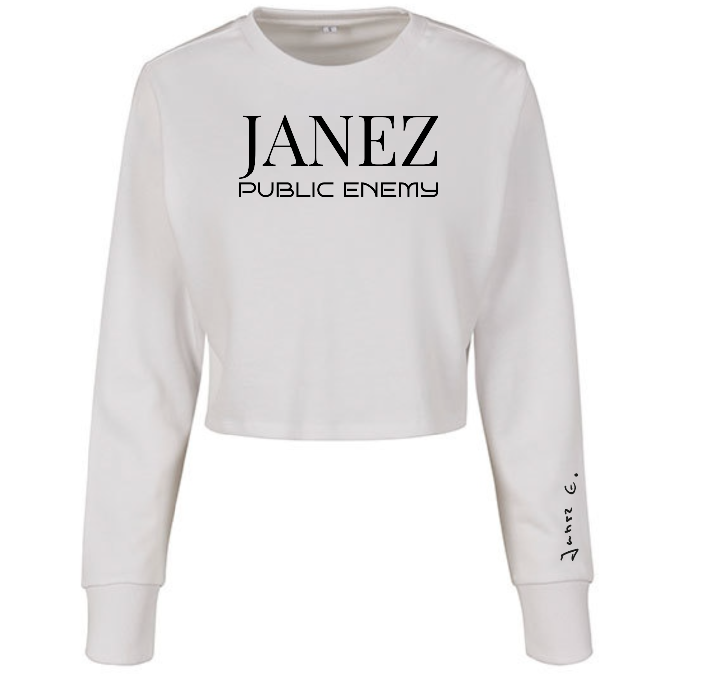 Crop Sweatshirt "Public Enemy" weiss