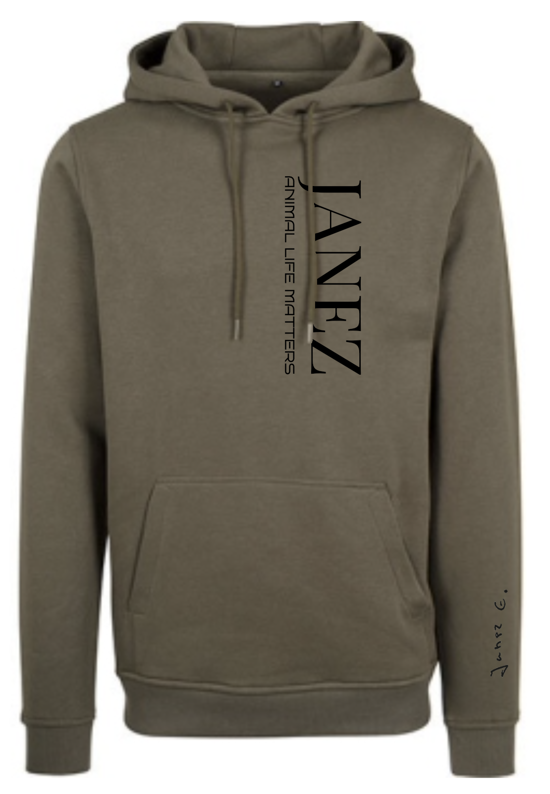 Heavy Hoodie "Animal Life Matters" Vertikal oliv