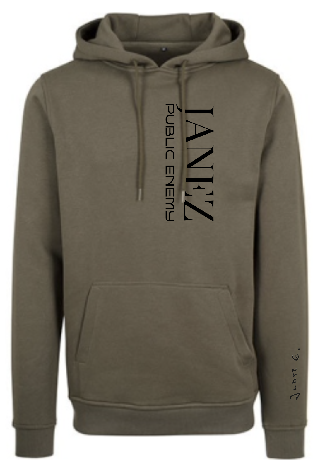 Heavy Hoodie "Public Enemy" Vertikal oliv
