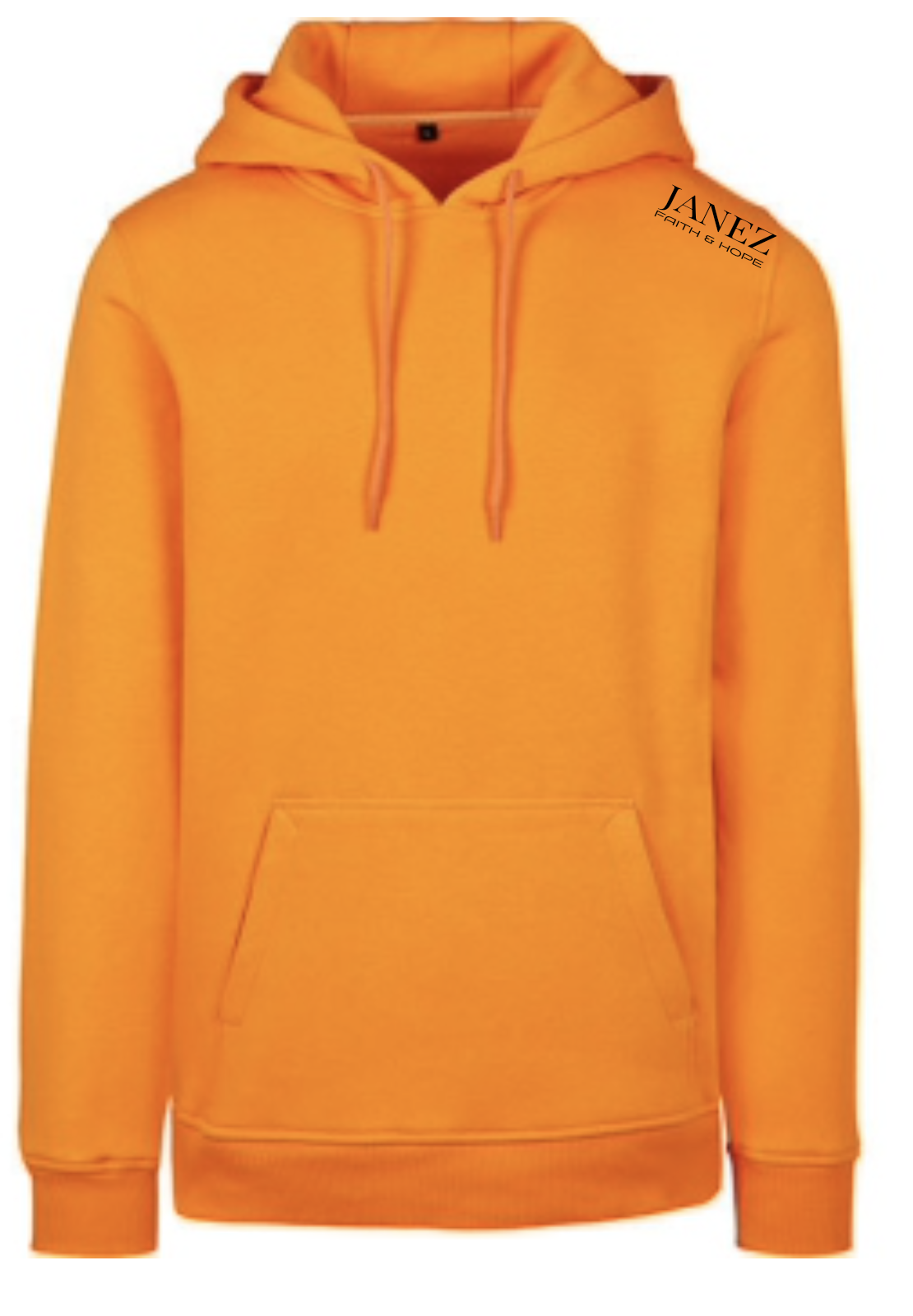 Heavy Hoodie "Faith & Hope" mit Druck auf der Schulter links orange
