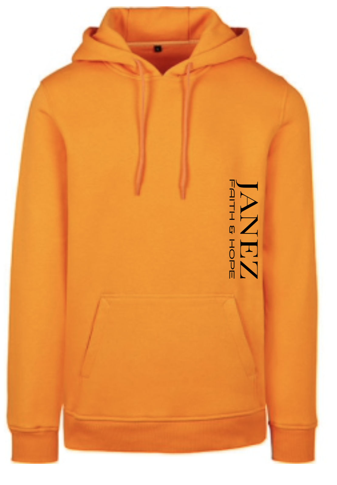 Heavy Hoodie "Faith & Hope" mit Reißverschluss und Druck links unterm Ärmel orange