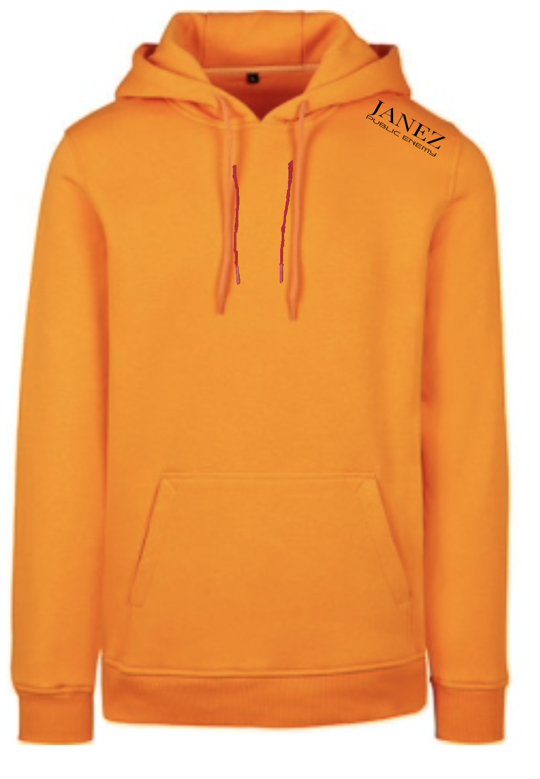 Heavy Hoodie "Public Enemy" mit Druck auf der Schulter links orange