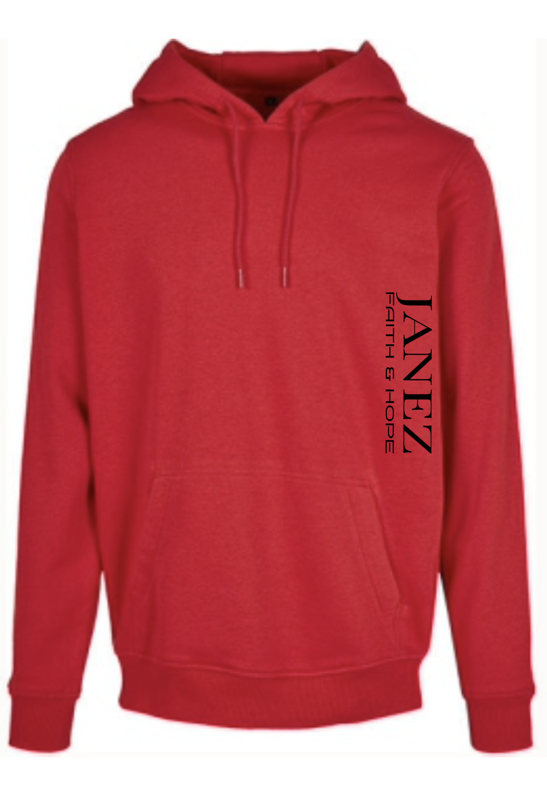 Heavy Hoodie "Faith & Hope" mit Reißverschluss und Druck links unterm Ärmel rot