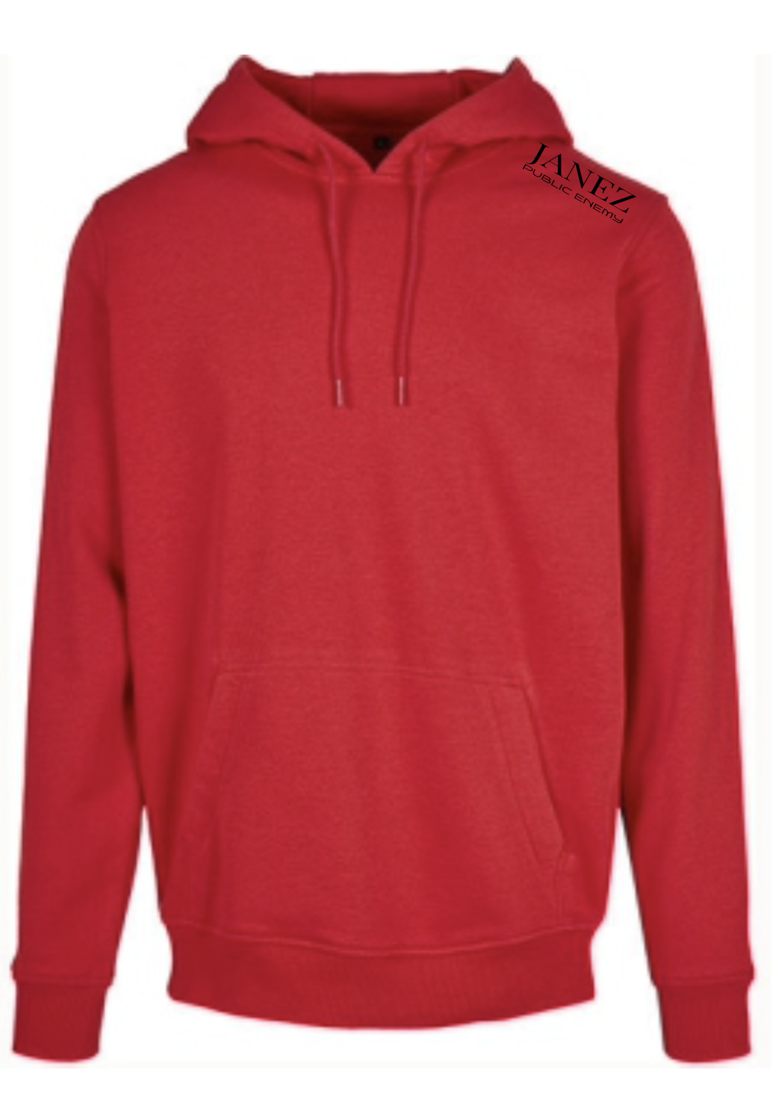 Heavy Hoodie "Public Enemy" mit Druck auf der Schulter links rot
