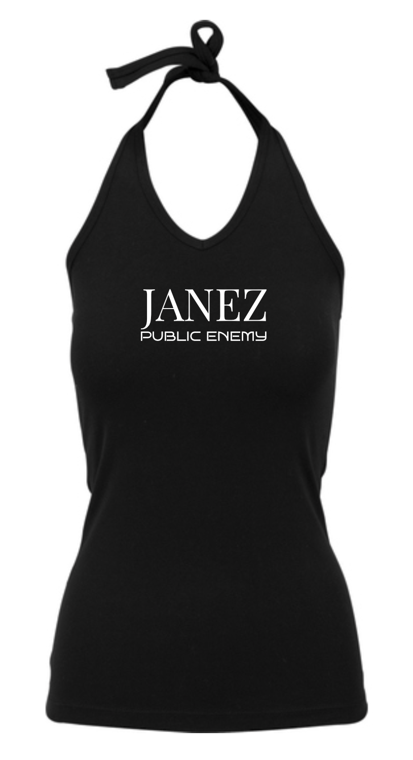 Neckholder Shirt "Public Enemy" schwarz