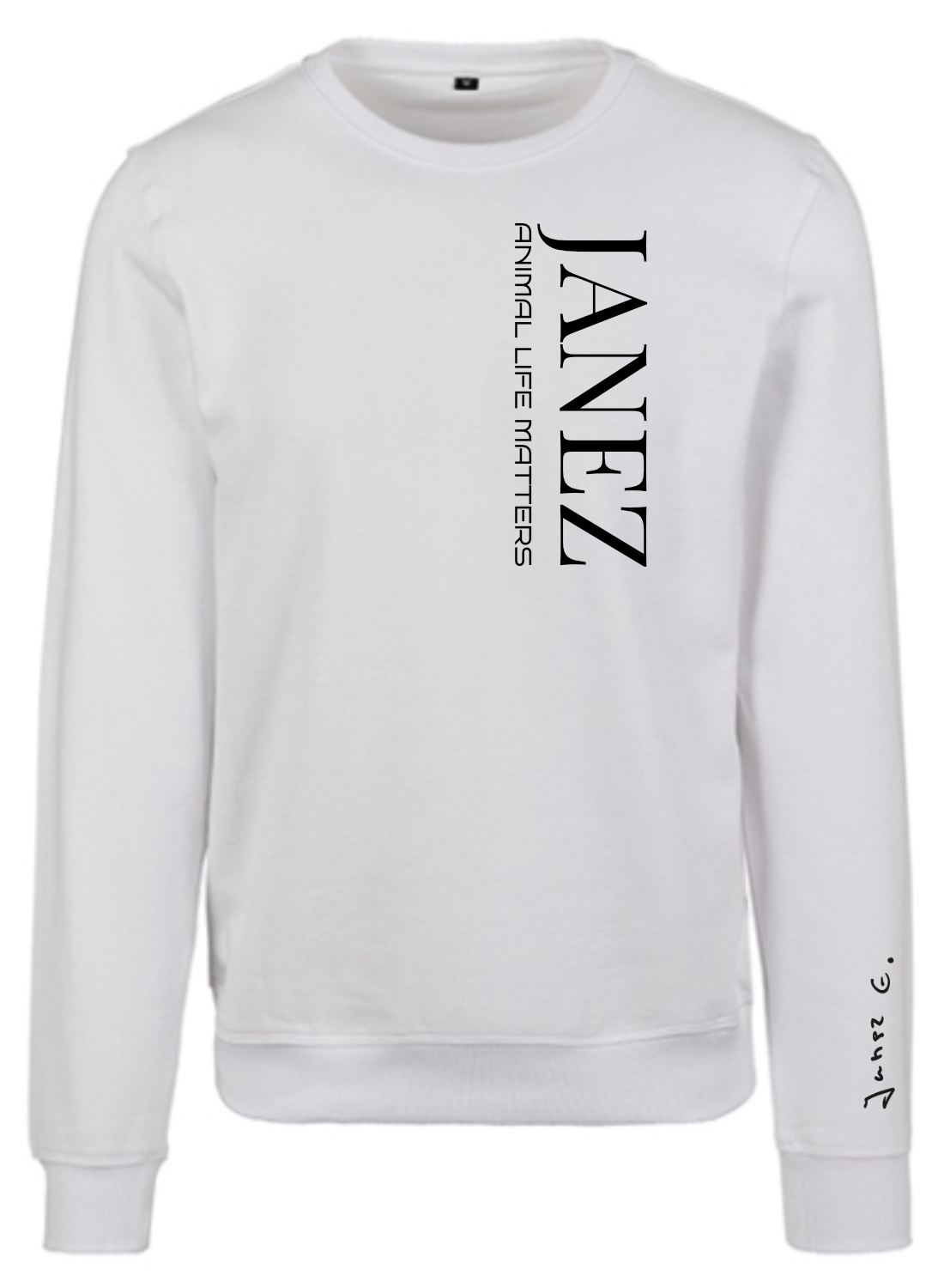 Sweatshirt Crewneck "Animal Life Matters" Vertikal weiss