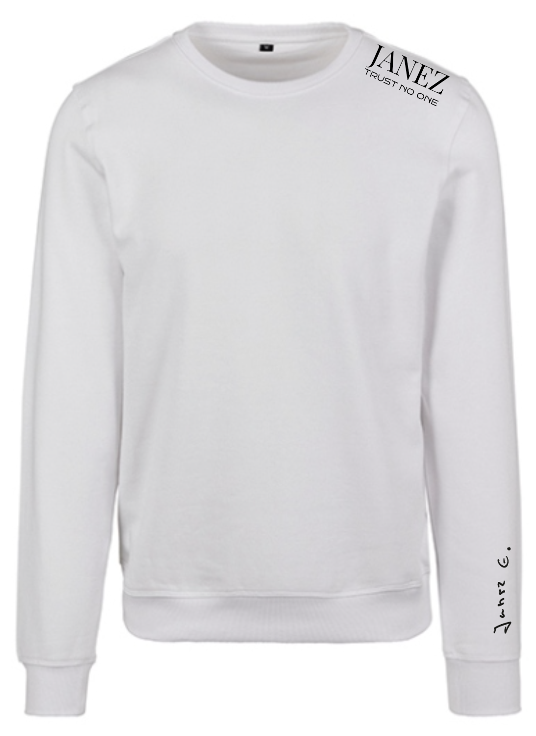 Sweatshirt Crewneck "Trust No One" mit Druck links auf der Schulter