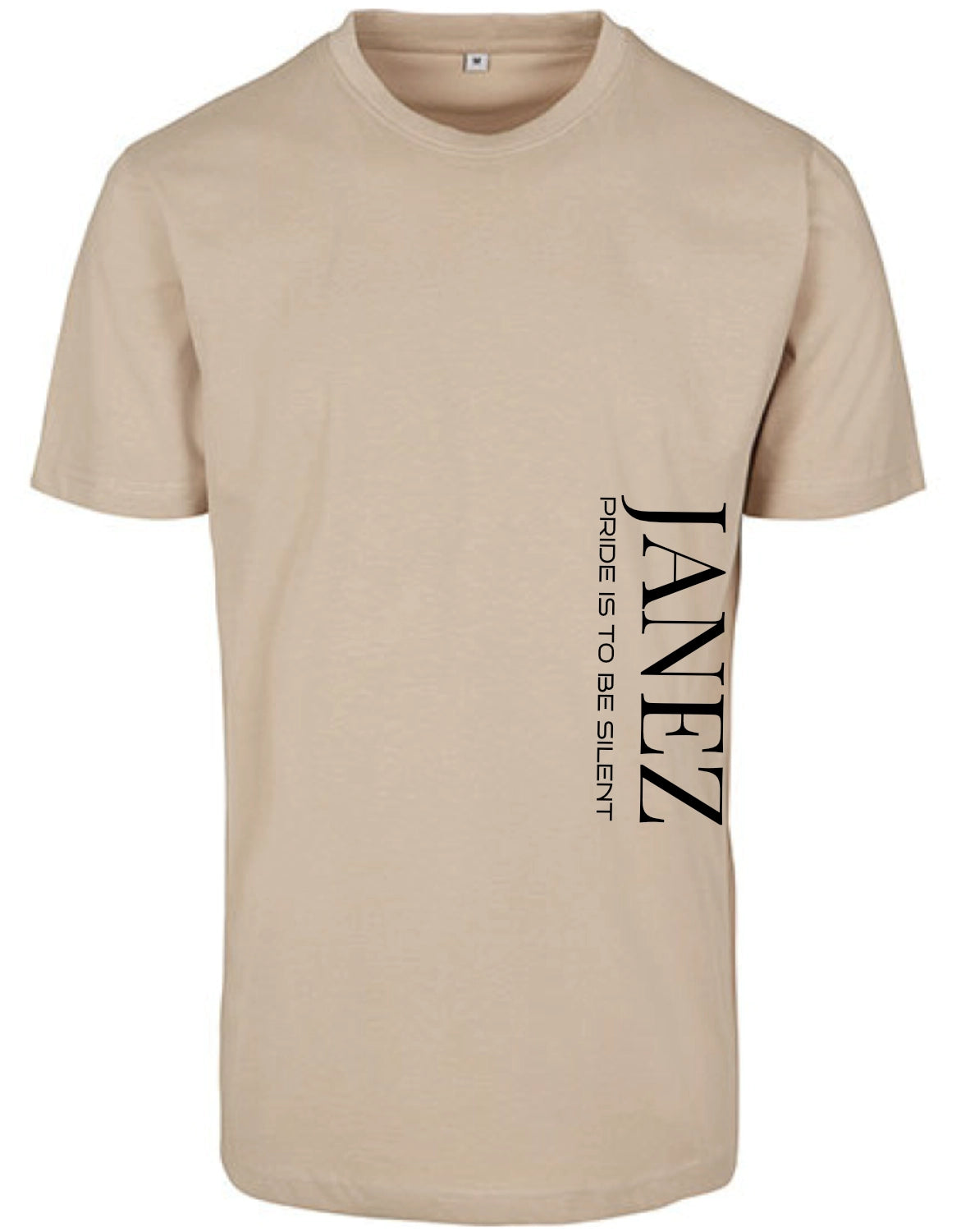 Round Neck T-Shirt "Pride Is To Be Silent" mit Druck links unterm Ärmel