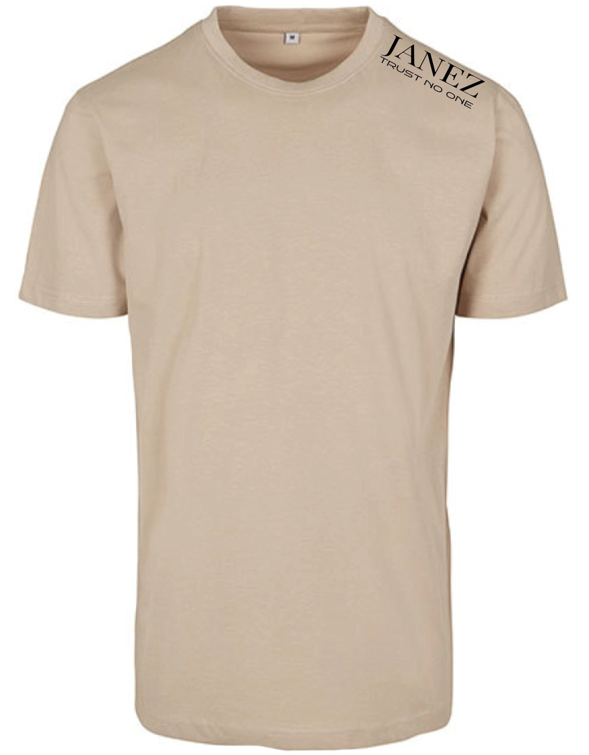Round Neck T-Shirt "Trust No One" mit Druck links auf der Schulter