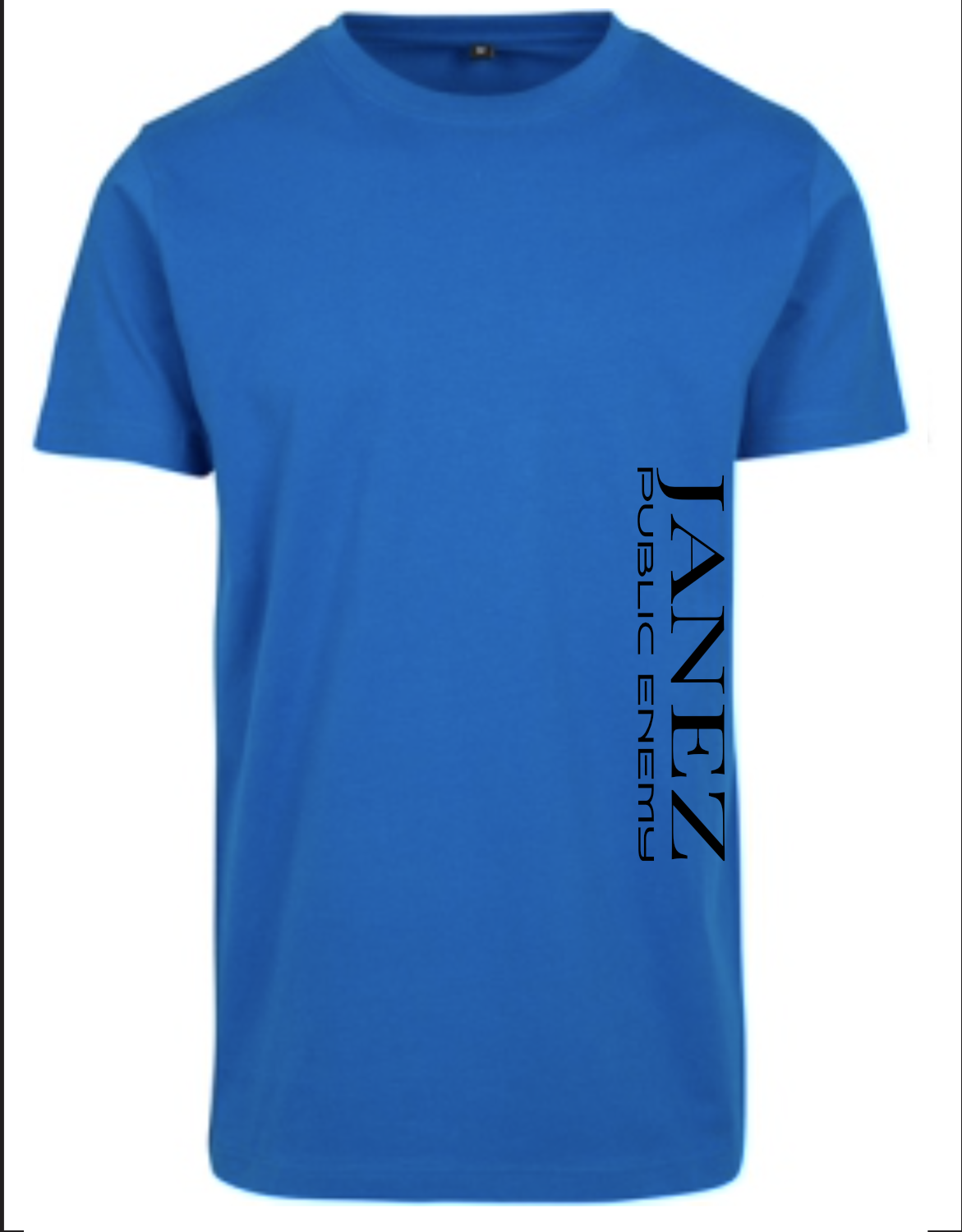 Round Neck T-Shirt "Public Enemy" mit Druck links unterm Ärmel blau