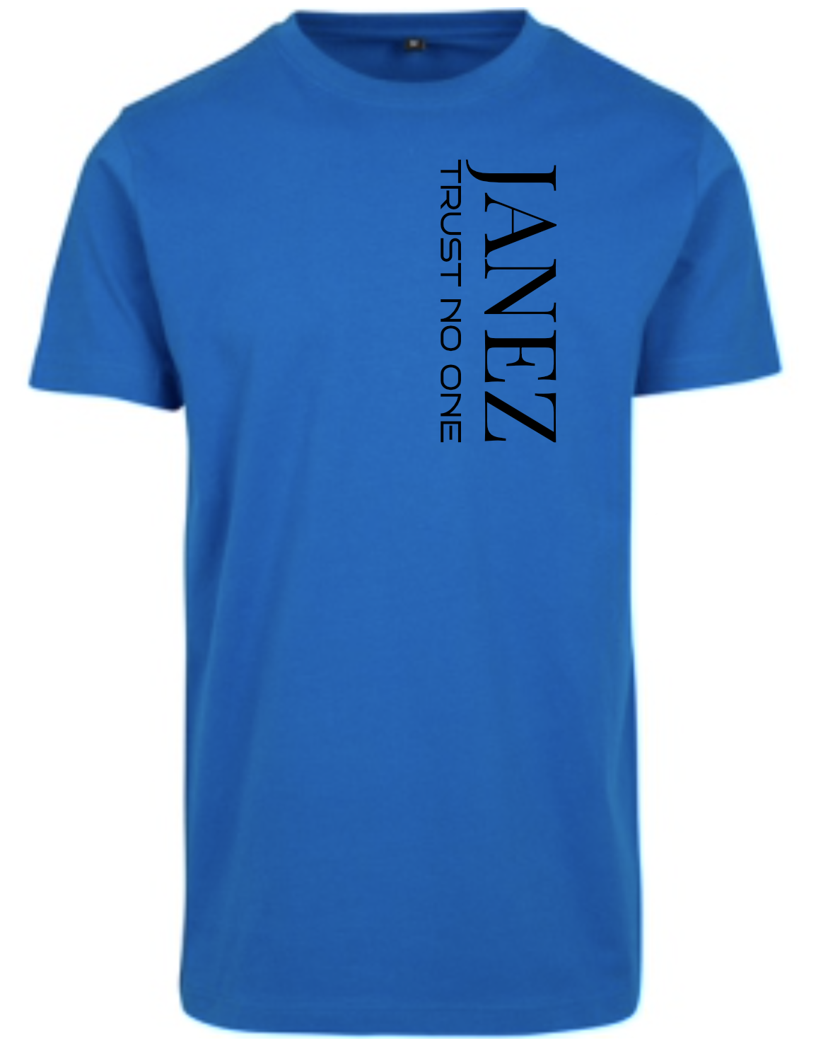 Round Neck T-Shirt "Trust No One" Vertikal blau