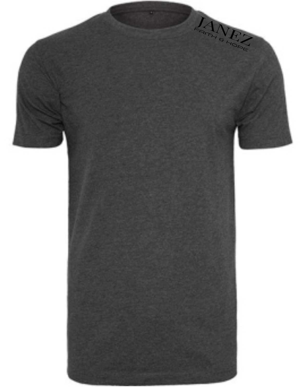 Round Neck T-Shirt "Faith & Hope" mit Druck links auf der Schulter grau