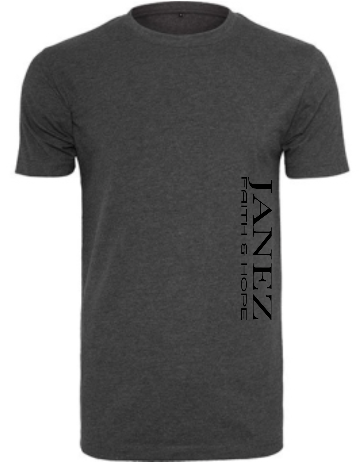 Round Neck T-Shirt "Faith & Hope" mit Druck links unterm Ärmel grau