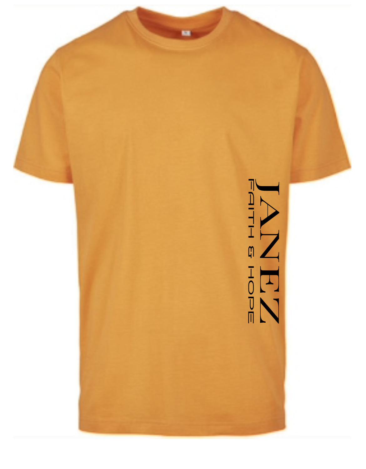 Round Neck T-Shirt "Faith & Hope" mit Druck links unterm Ärmel orange