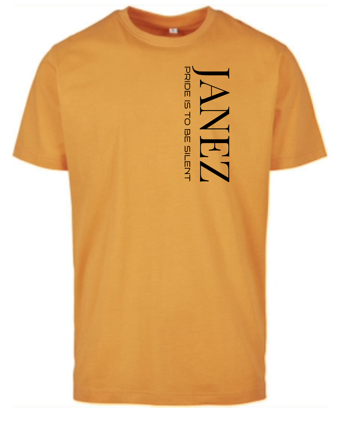 Round Neck T-Shirt "Pride Is To Be Silent" Vertikal orange