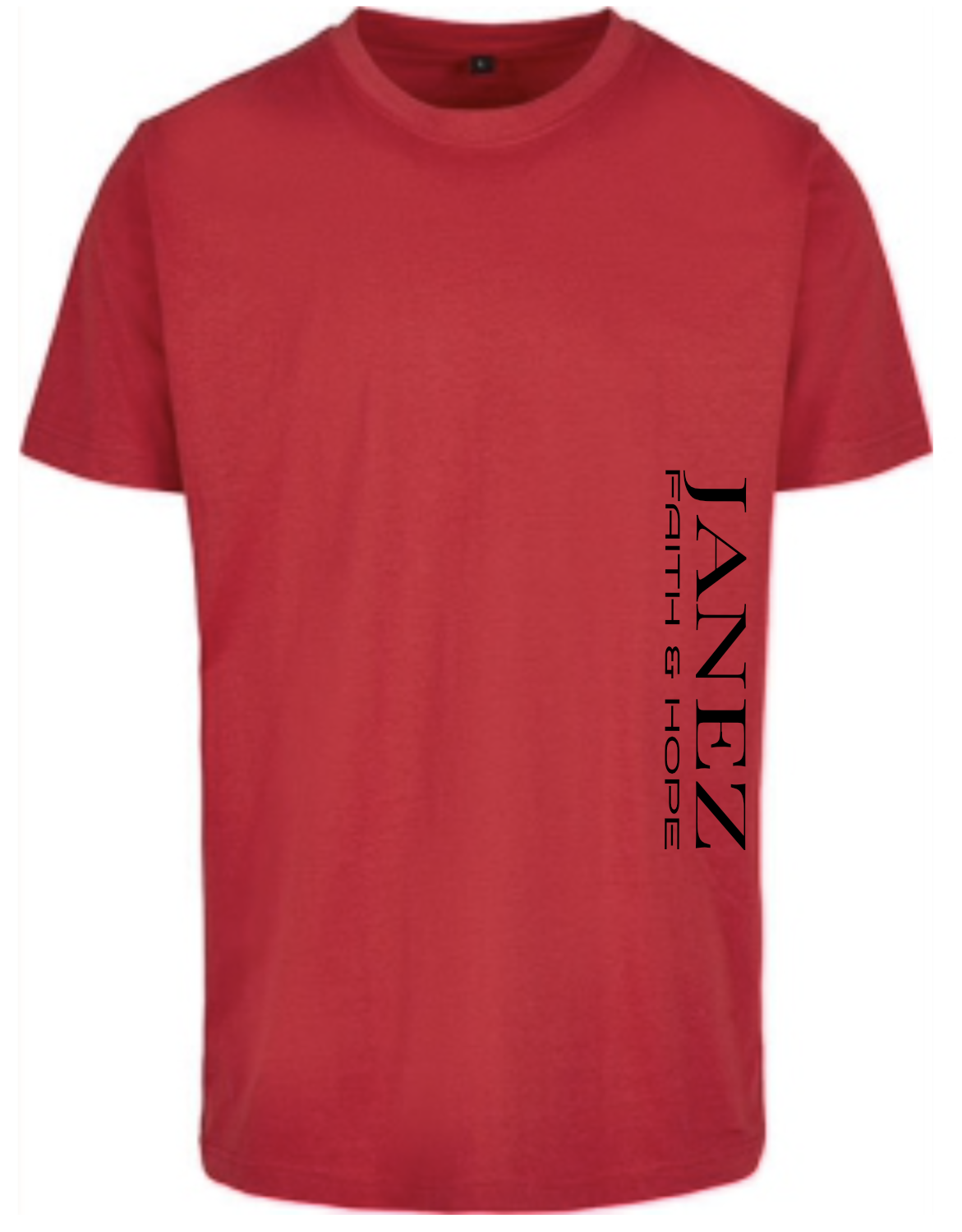 Round Neck T-Shirt "Faith & Hope" mit Druck links unterm Ärmel rot