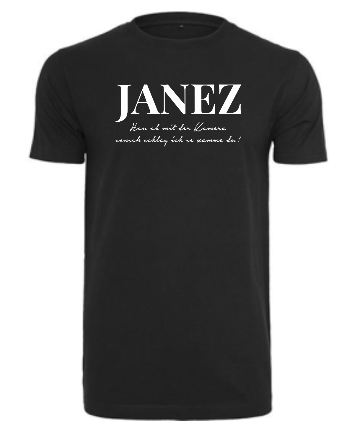 Round Neck T-Shirt "Hau ab mit der Kamera" schwarz