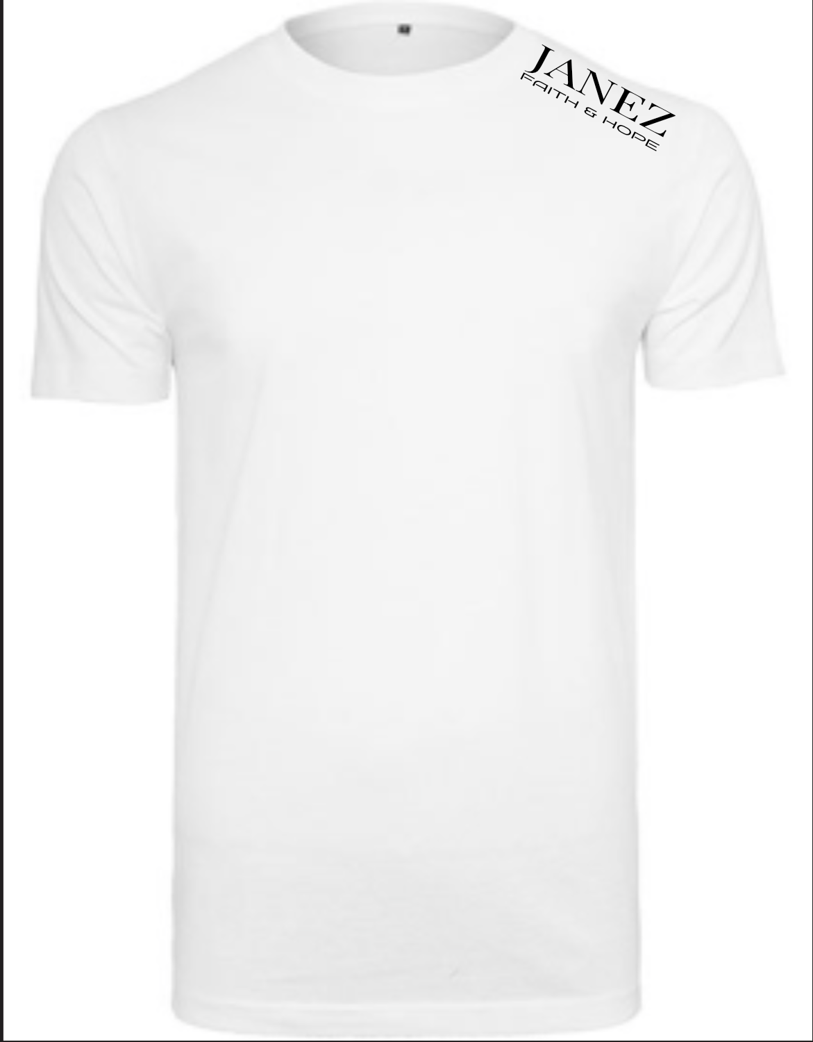Round Neck T-Shirt "Faith & Hope" mit Druck links auf der Schulter weiss