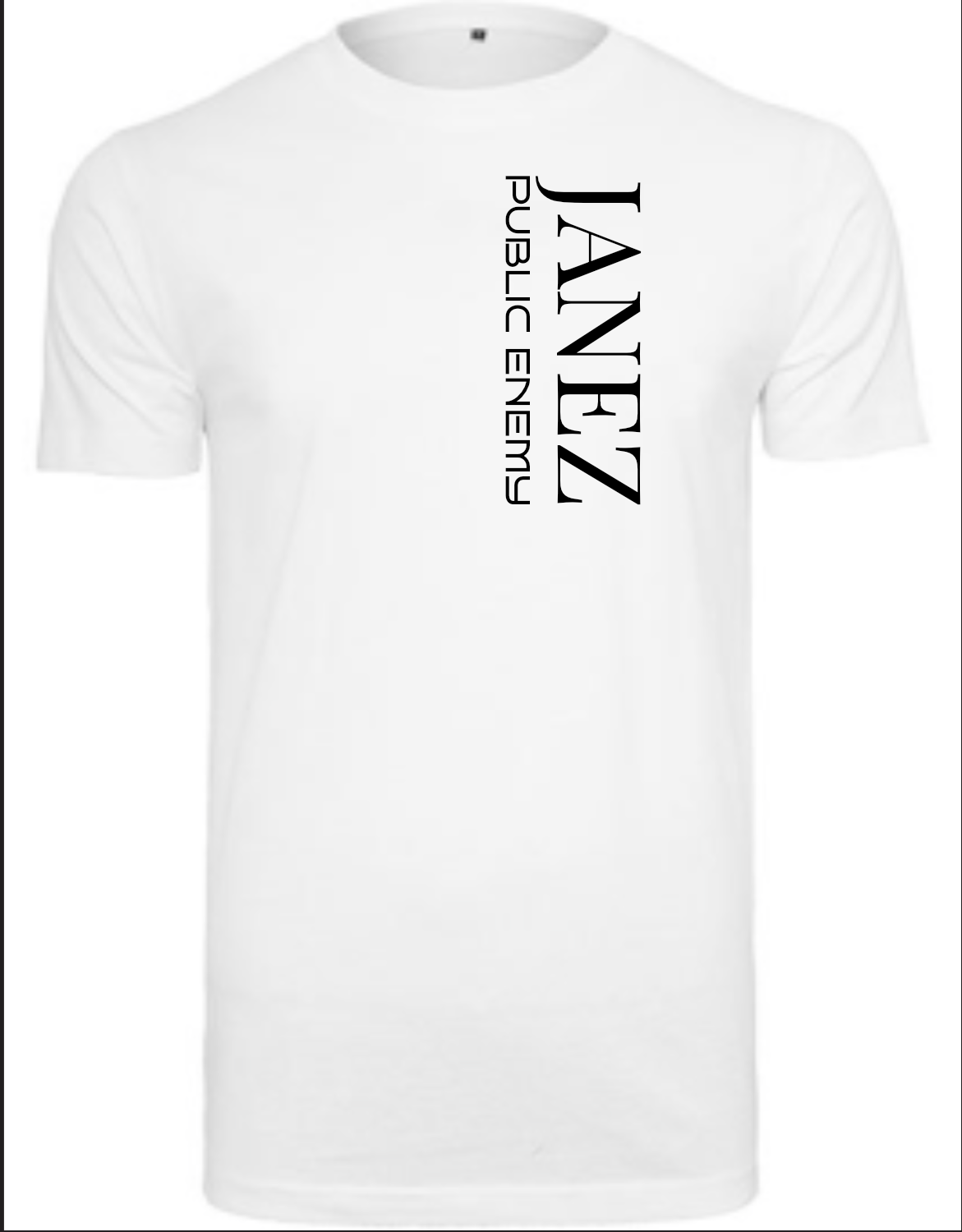 Round Neck T-Shirt "Public Enemy" Vertikal weiss