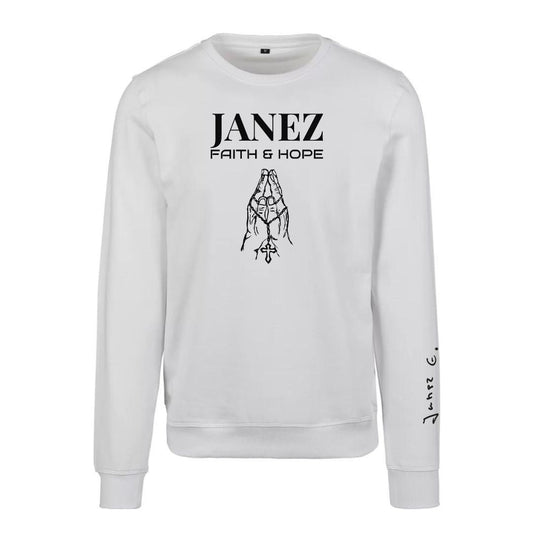 Premium Crewneck "Faith & Hope" weiß - Sweatshirt Herren - "Janez E." Signatur