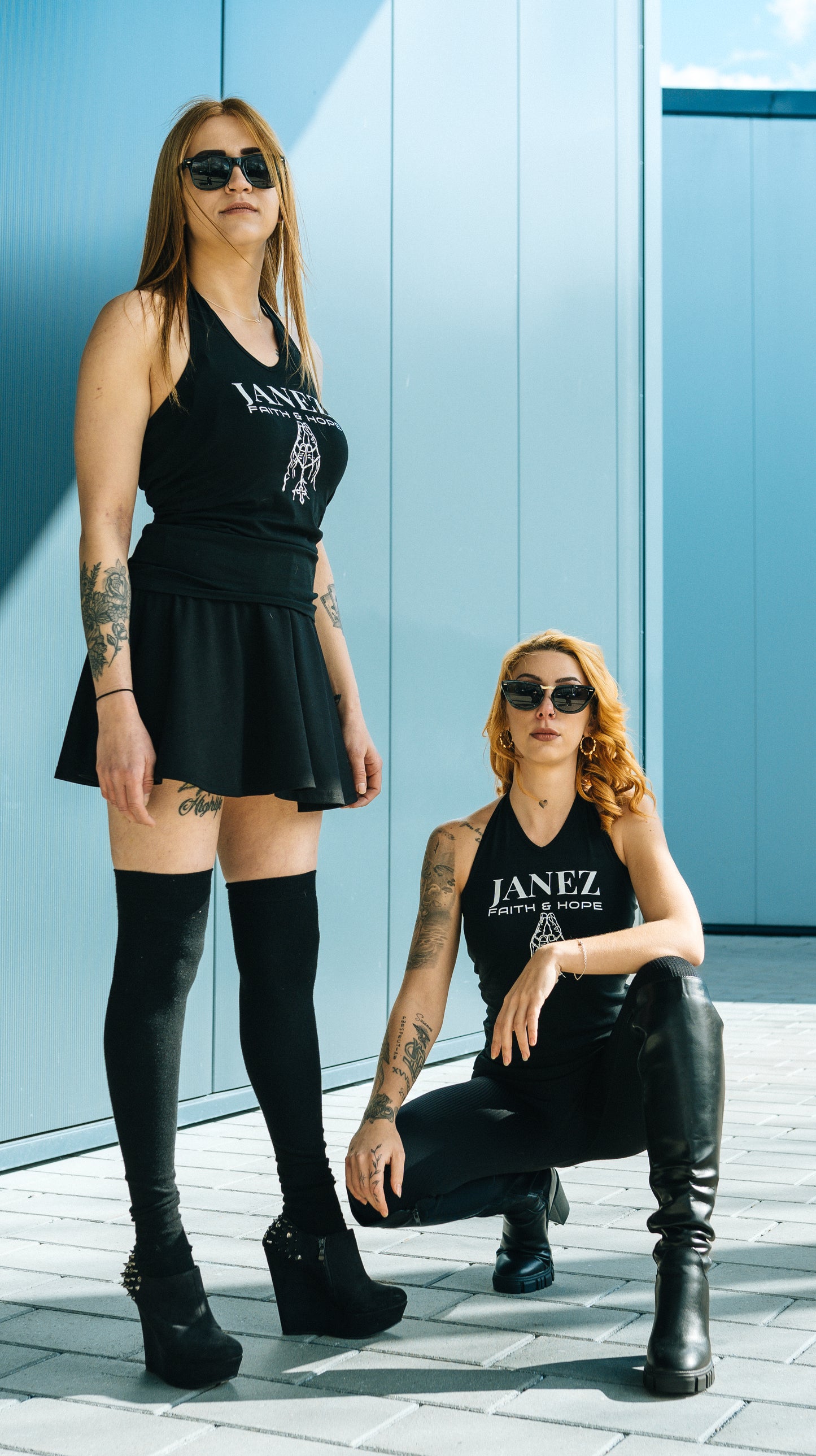 Neckholder "Faith & Hope" weiß - Damen Stretch Jersey