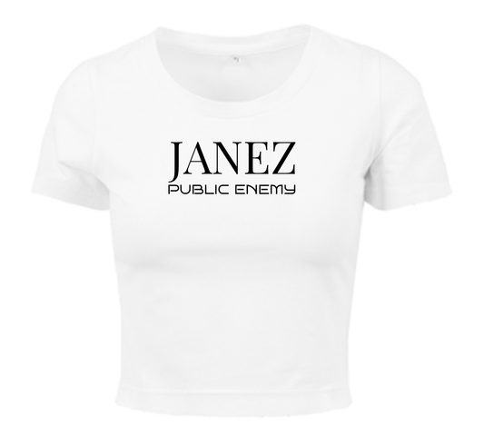 Crop Top "Public Enemy" weiss