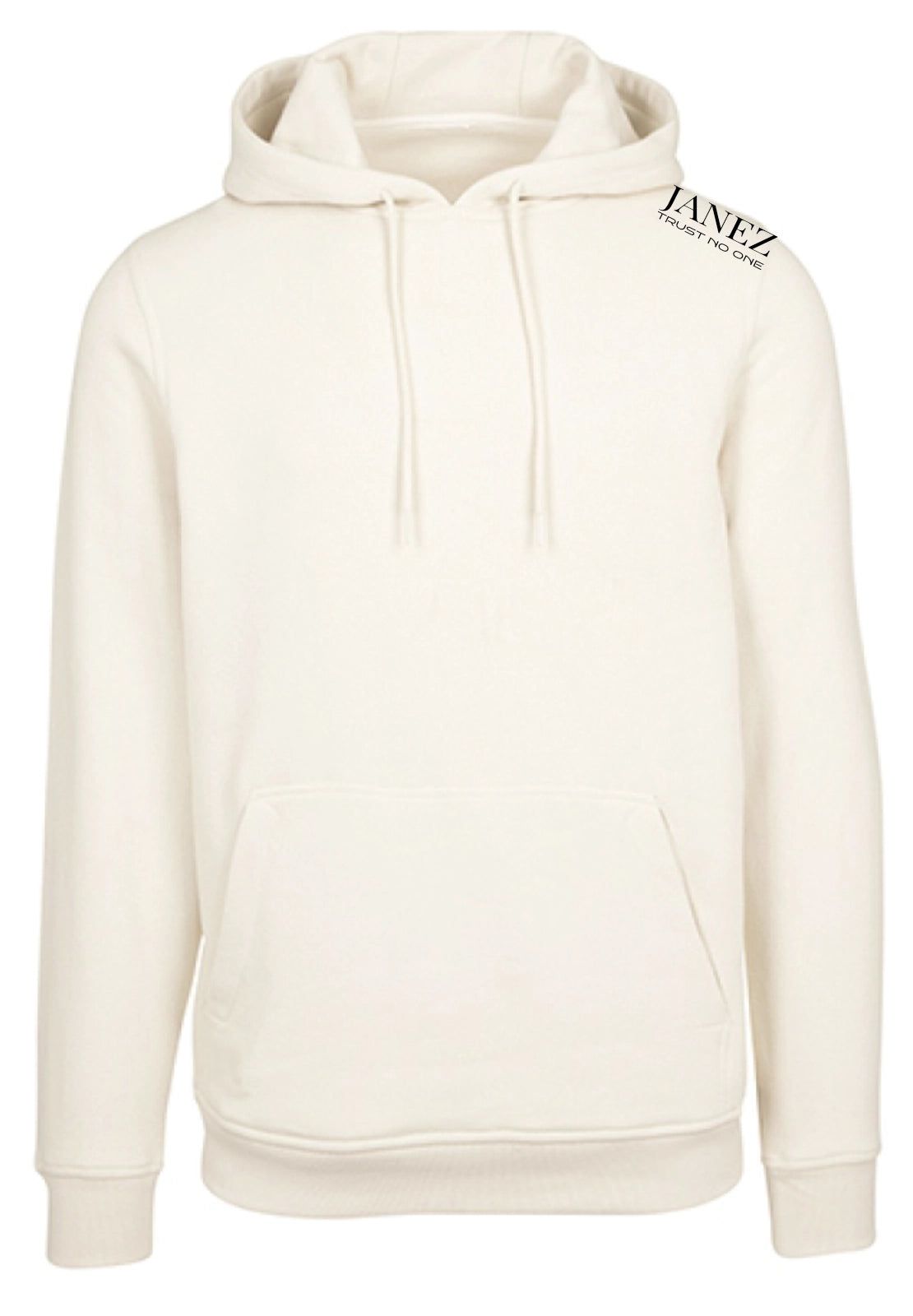 Heavy Hoodie "Trust No One" mit Druck auf der Schulter links