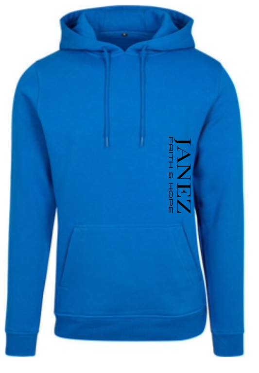 Heavy Hoodie "Faith & Hope" mit Reißverschluss und Druck links unterm Ärmel blau