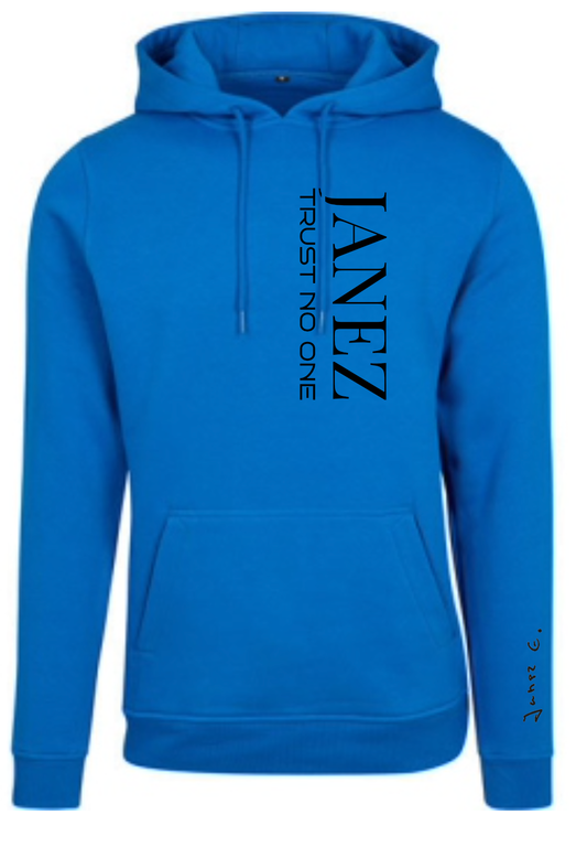 Heavy Hoodie "Trust No One" Vertikal blau