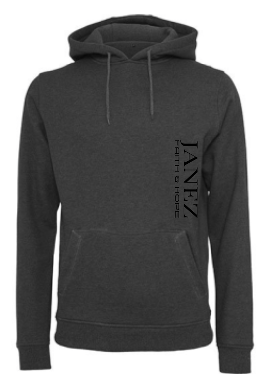 Heavy Hoodie "Faith & Hope" mit Reißverschluss und Druck links unterm Ärmel grau