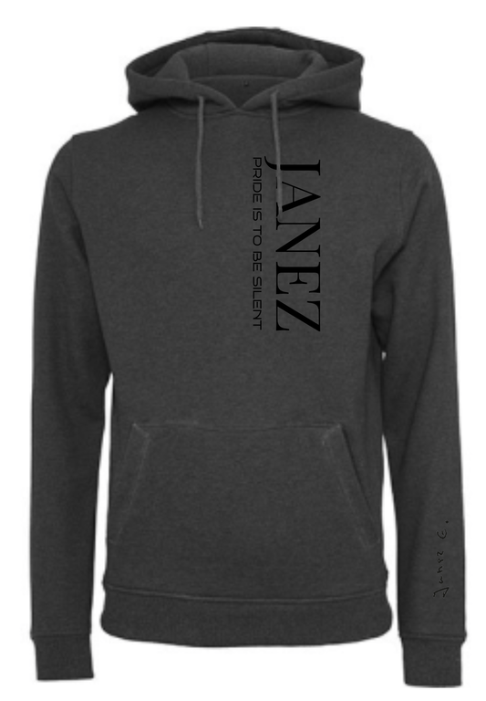 Heavy Hoodie "Pride is to be silent" Vertikal grau
