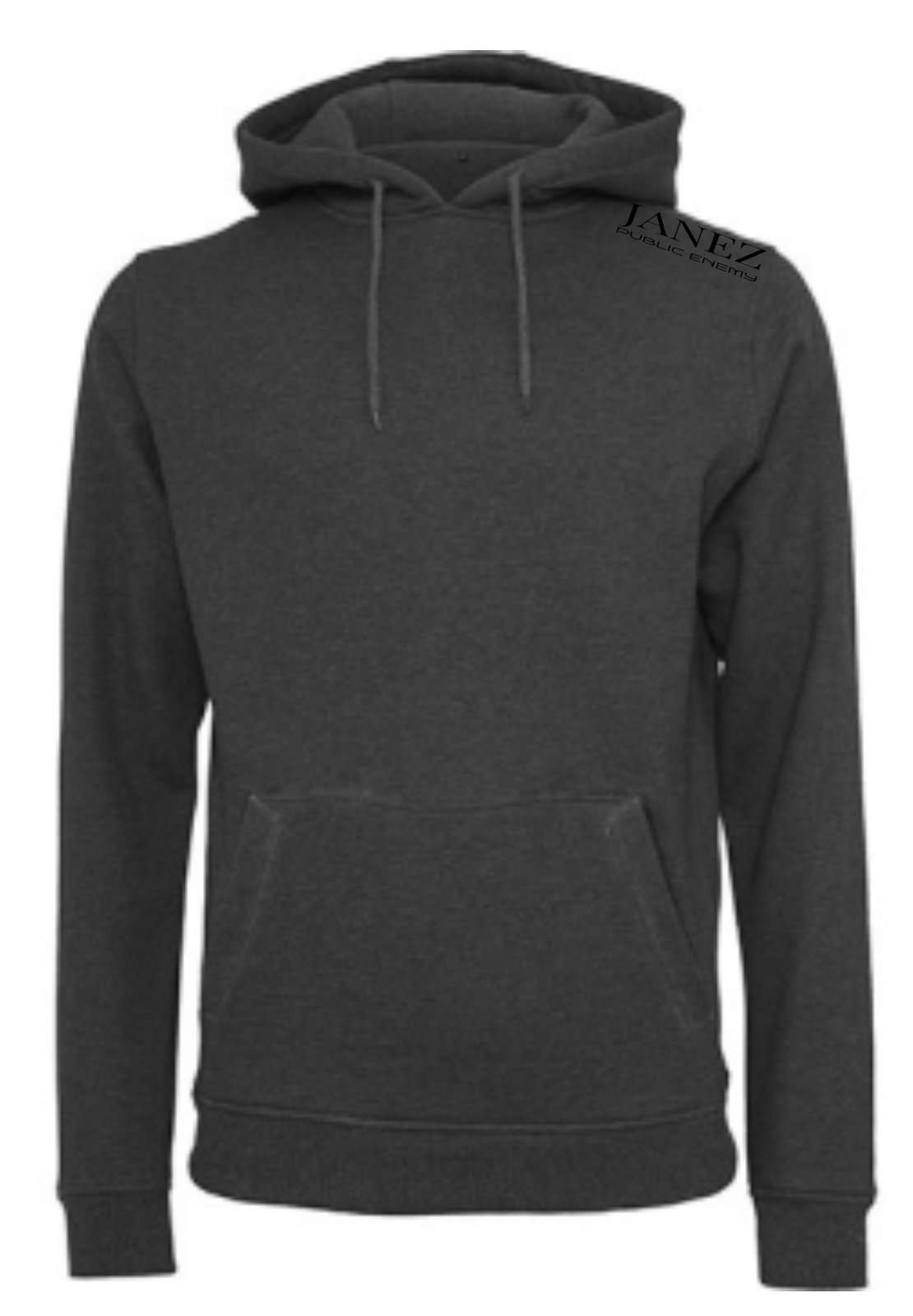 Heavy Hoodie "Public Enemy" mit Druck auf der Schulter links grau