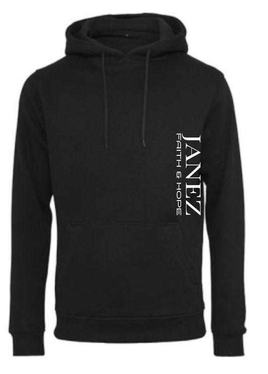 Heavy Hoodie "Faith & Hope" mit Reißverschluss und Druck links unterm Ärmel schwarz