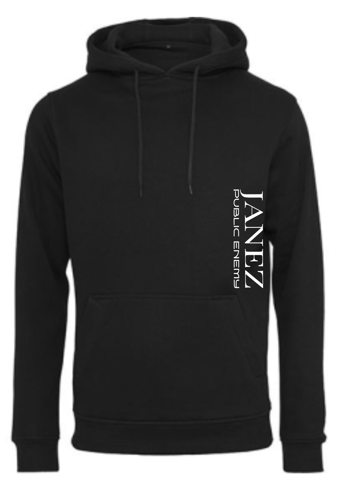 Heavy Hoodie "Public Enemy" mit Reißverschluss und Druck links unterm Ärmel schwarz