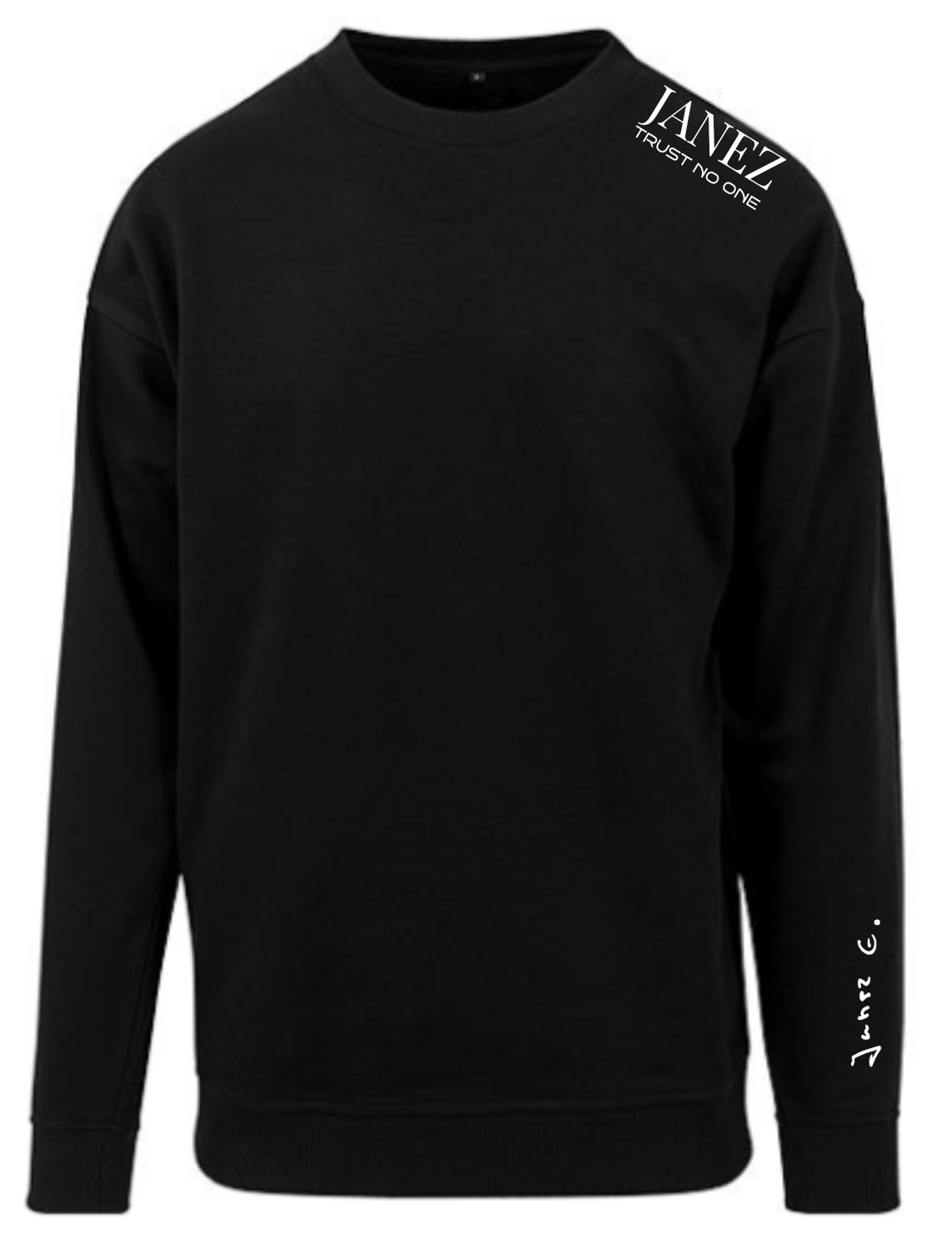 Sweatshirt Crewneck "Trust No One" mit Druck links auf der Schulter