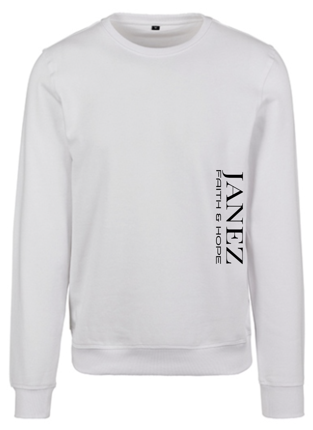 Sweatshirt Crewneck "Faith & Hope" mit Druck links unterm Ärmel weiss