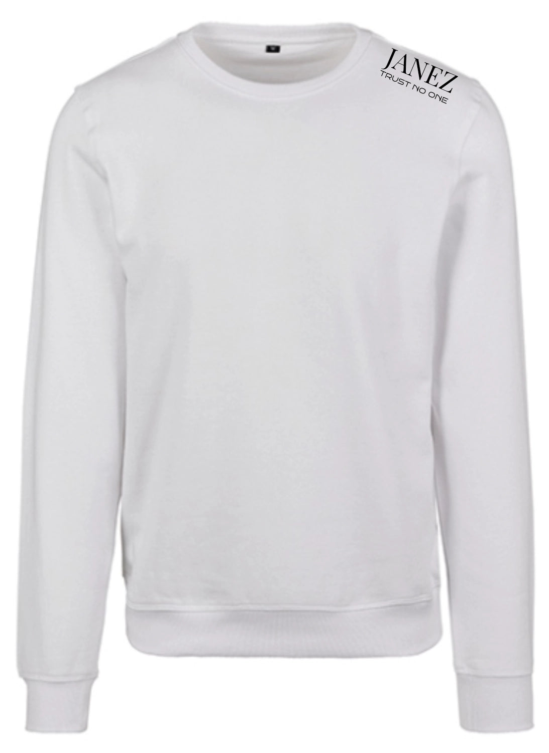Sweatshirt Crewneck "Trust No One" mit Druck links auf der Schulter