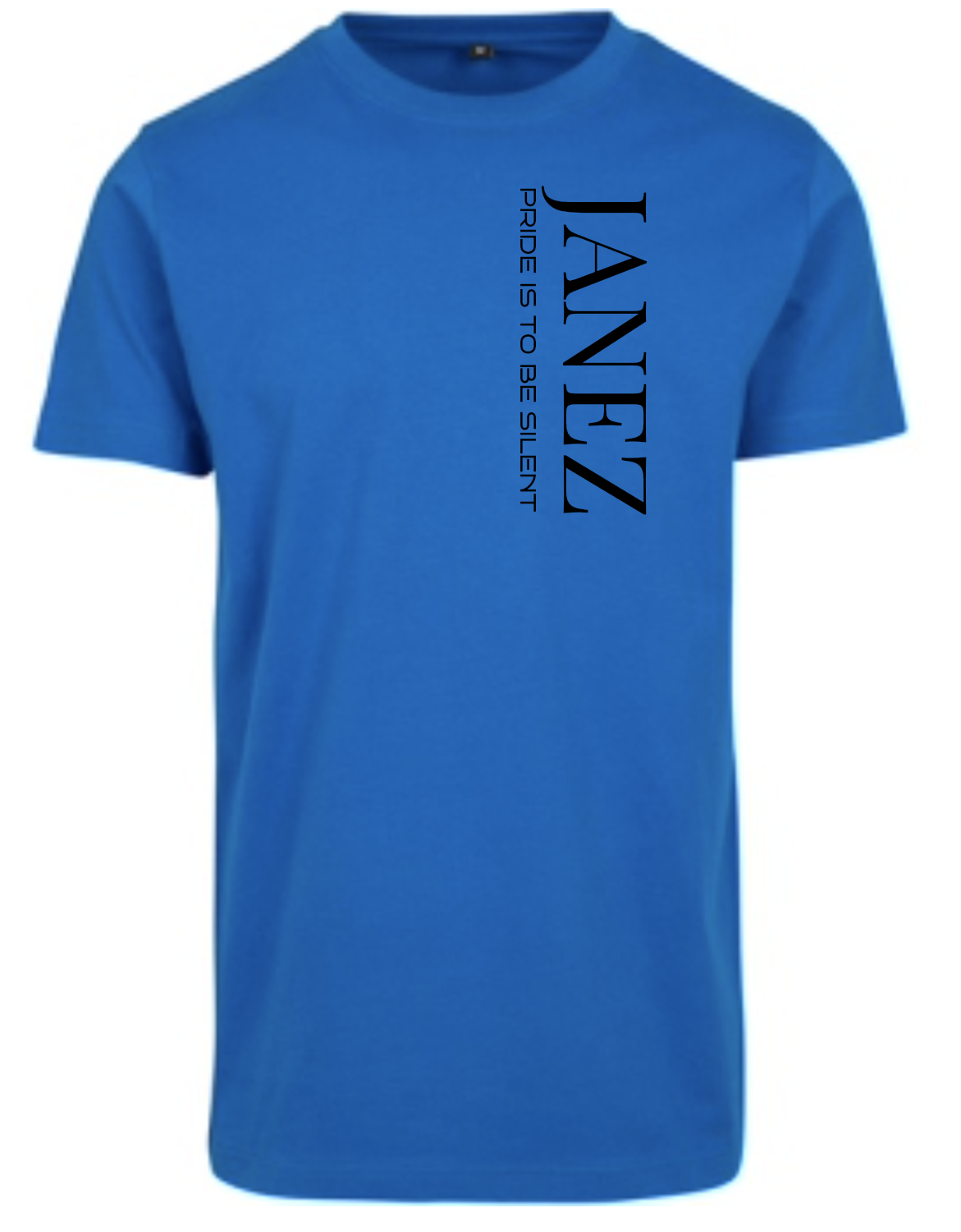 Round Neck T-Shirt "Pride Is To Be Silent" Vertikal blau