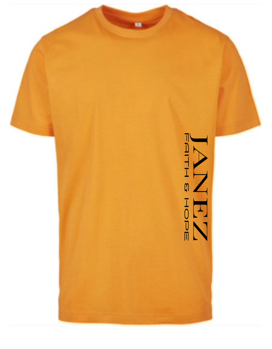 Round Neck T-Shirt "Faith & Hope" mit Druck links unterm Ärmel orange