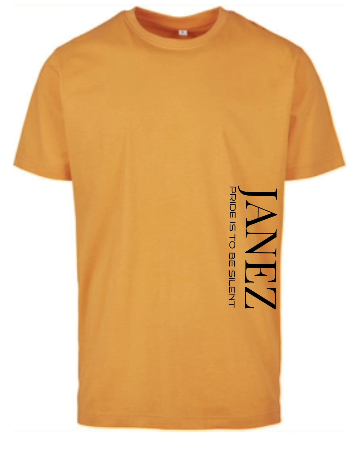 Round Neck T-Shirt "Pride Is To Be Silent" mit Druck links unterm Ärmel