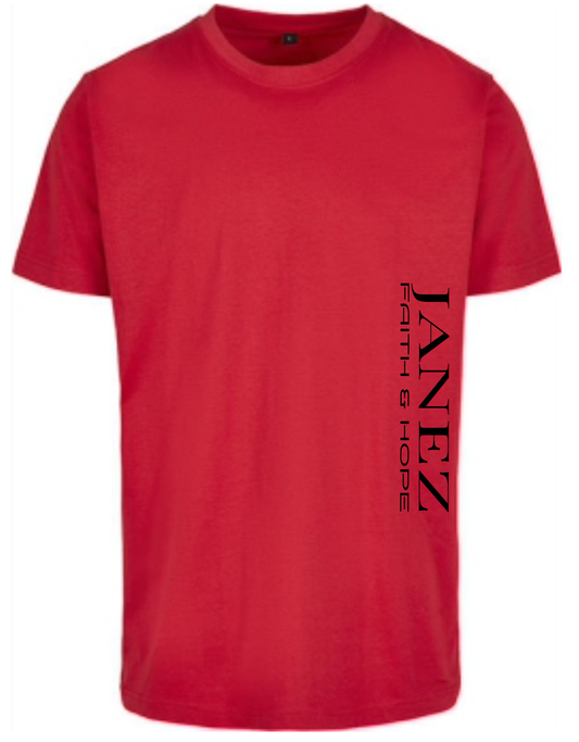 Round Neck T-Shirt "Faith & Hope" mit Druck links unterm Ärmel rot
