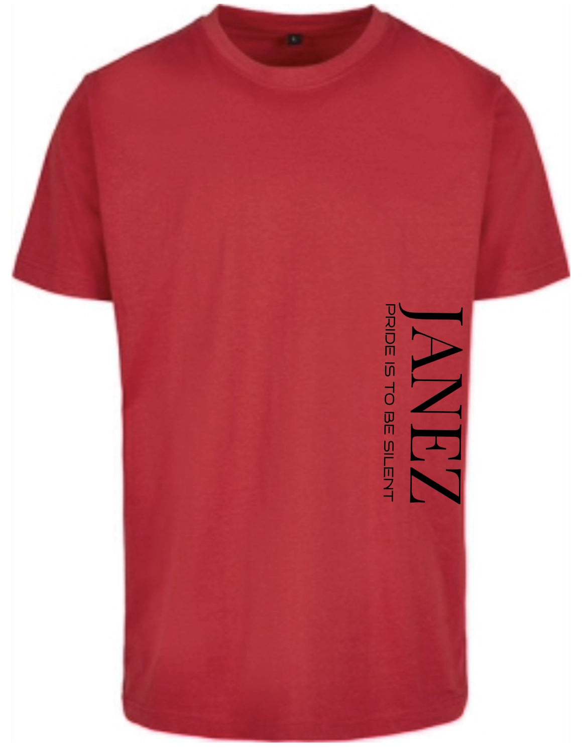 Round Neck T-Shirt "Pride Is To Be Silent" mit Druck links unterm Ärmel