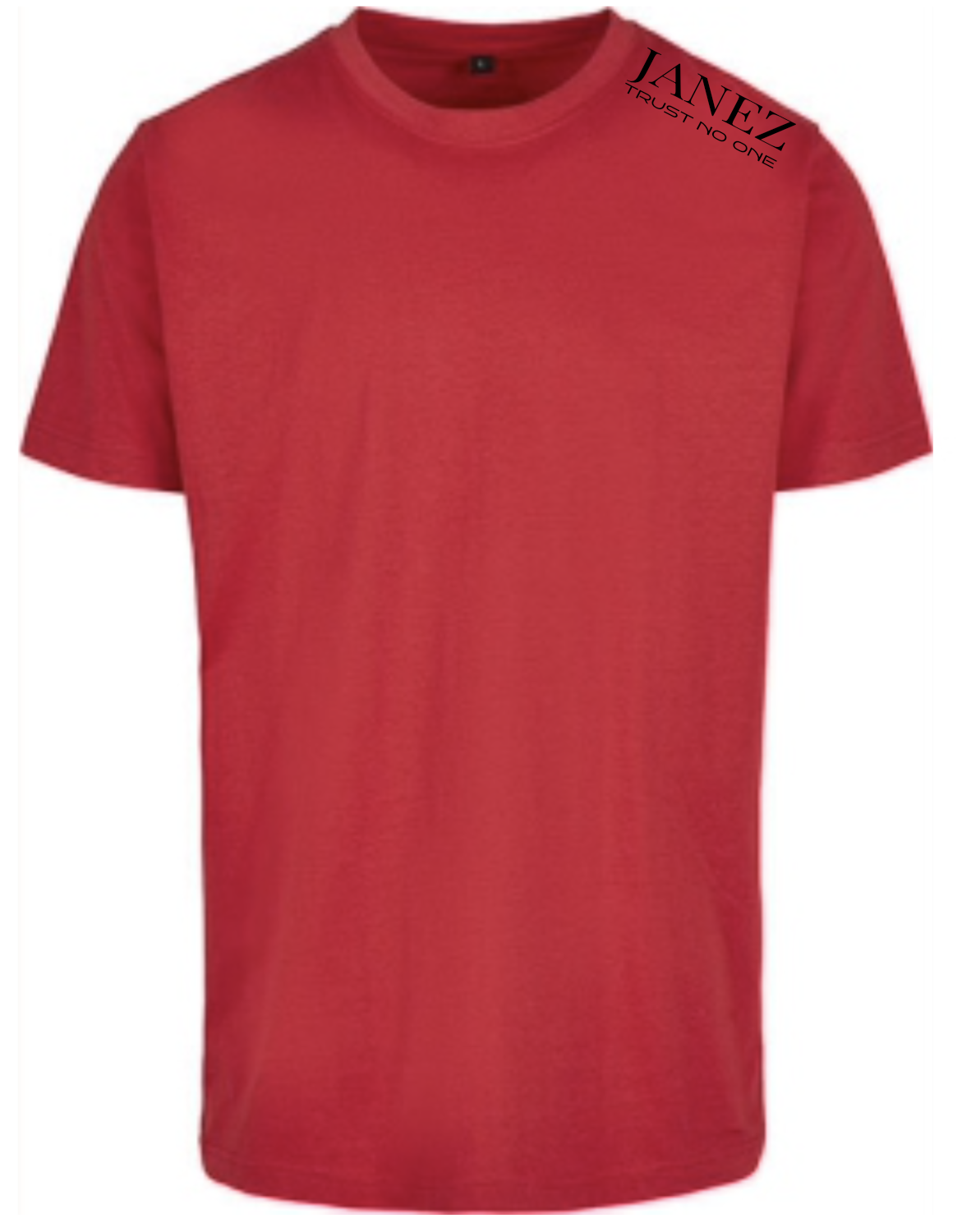 Round Neck T-Shirt "Trust No One" mit Druck links auf der Schulter