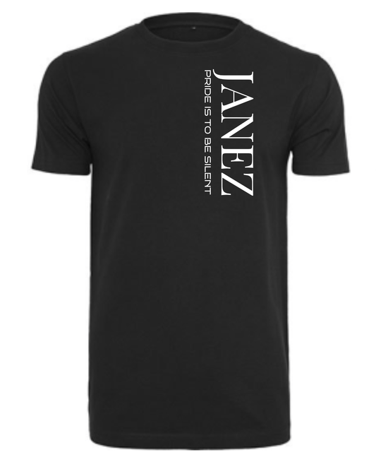 Round Neck T-Shirt "Pride Is To Be Silent" Vertikal schwarz