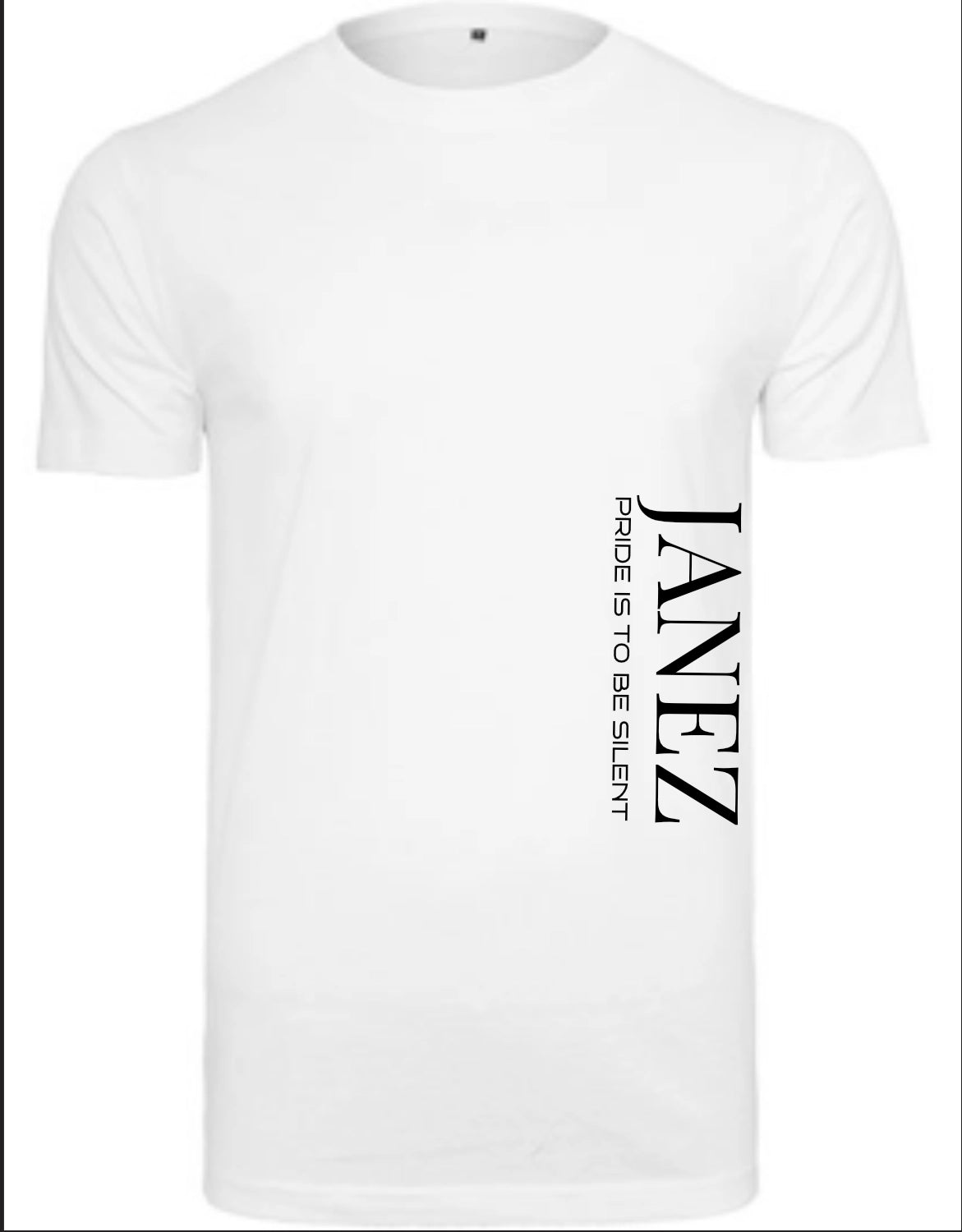 Round Neck T-Shirt "Pride Is To Be Silent" mit Druck links unterm Ärmel